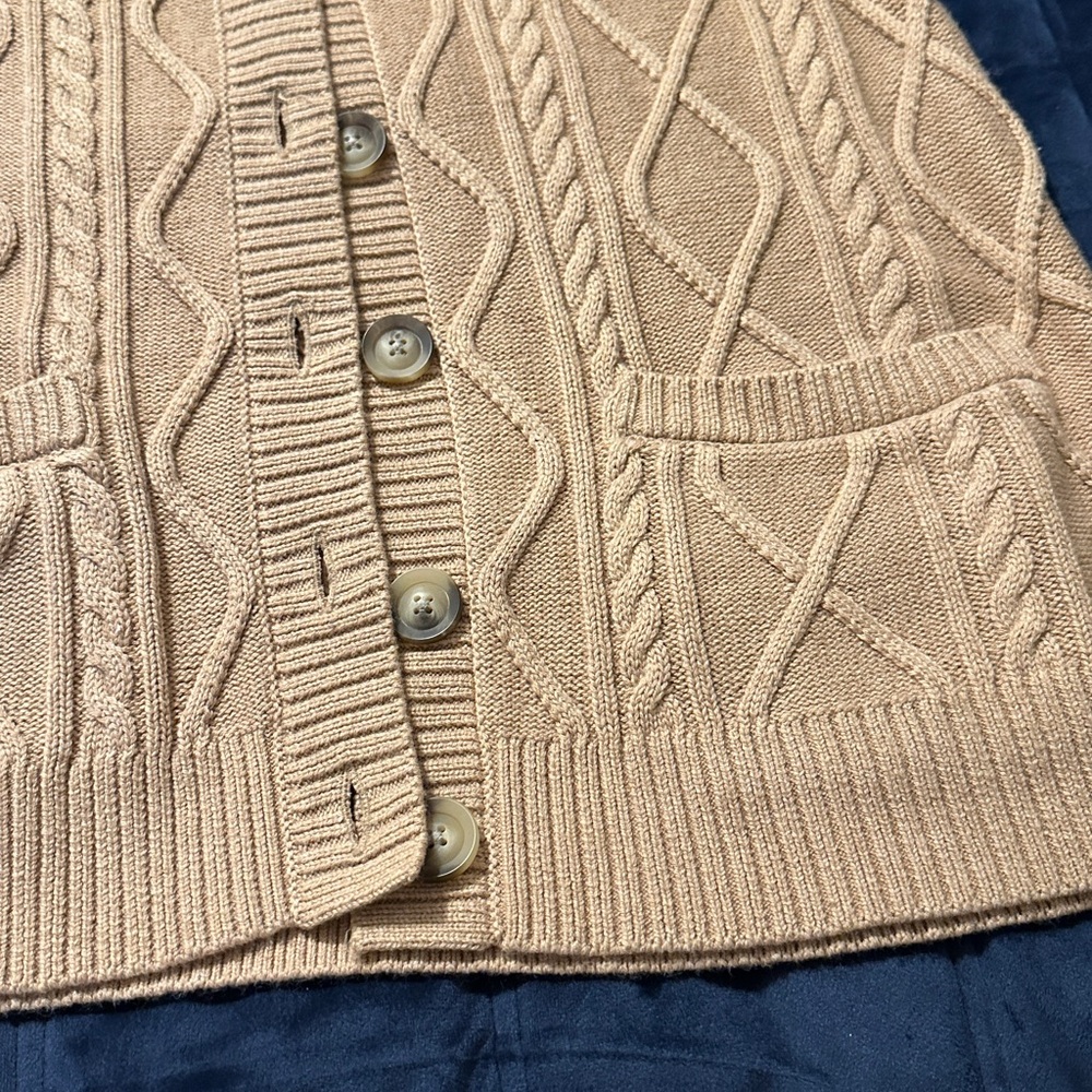 Charter Club Khaki Cable Knit Vest - Picture 3 of 6